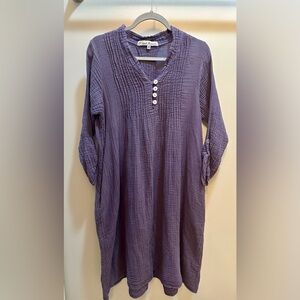 JP and Mattie Gauze Tunic Dress Lagenlook in Purple Size Medium